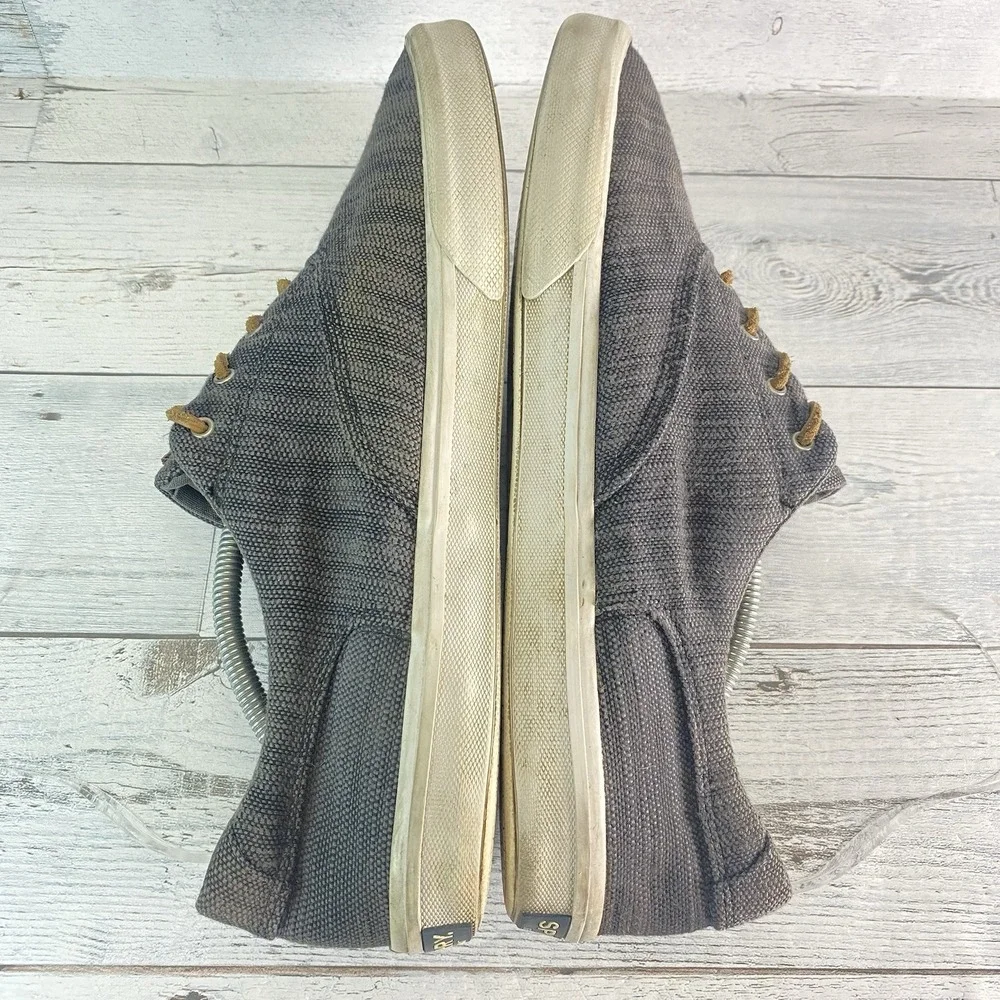 Sperry Shoes Mens 12 Gray Canvas Casual Nautical Preppy Leisure Comfy Sneakers